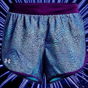 NWT Under Armour ‘Fly-By 2.0 Printed Shorts’ in “Reflective Sonar Blue” Size M